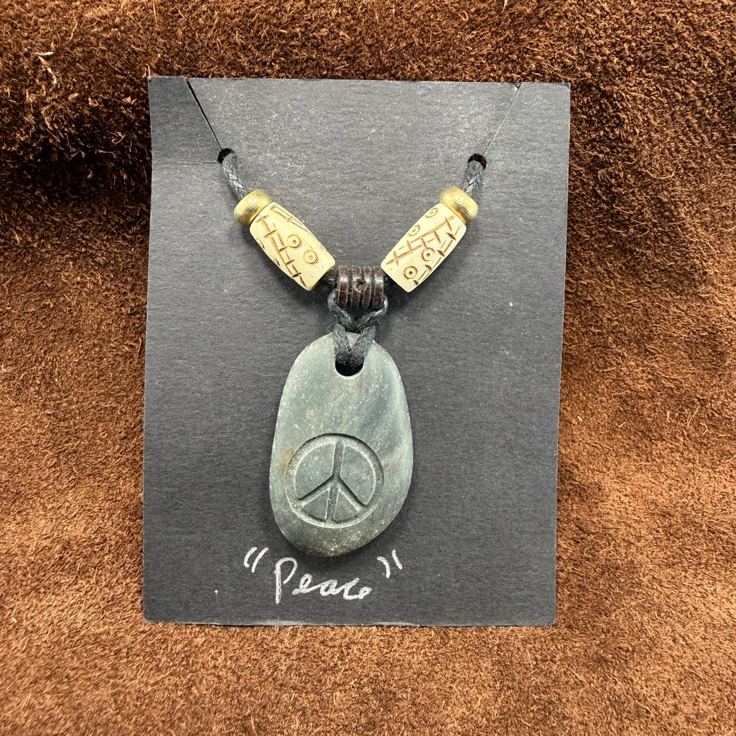 Peace Sign Stone Pendant Necklace