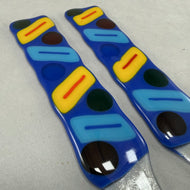 Fused Glass Plant Stake Totem - Festive Dark Dots