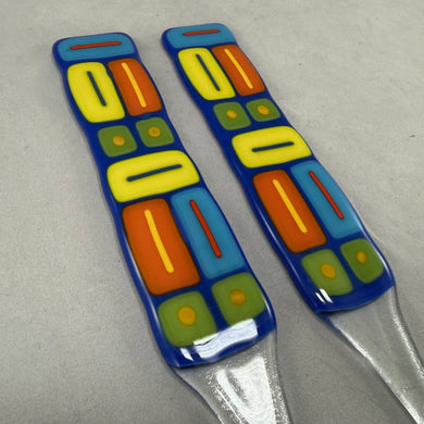 Fused Glass Plant Stake Totem - Festive 1970's Color Stack