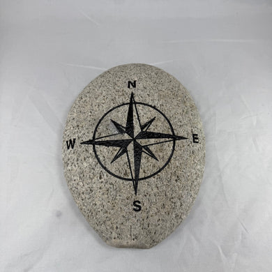 Compass Rose - Sand Carved Stone - Large 9-1/4