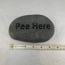 "Pee Here" - Sand Carved River Rock
