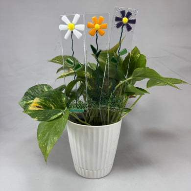 Fused Glass Plant Stake Totem - Daisy, Marigold, or Violet Flower