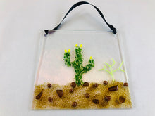 Fused Glass Sun Catcher - "Desert Southwest Cactus Landscape"