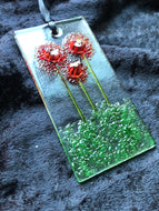 Fused Glass Sun Catcher - "Flower Trio"