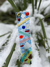 Large Fused Glass Plant Stake Totem - Green Grass to Blue Skies