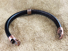 Distressed Brown Leather Bracelet with Spiral Copper Slider
