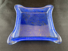 Medium Fused Glass Bowl - "Blue Imprint Circle Grid"