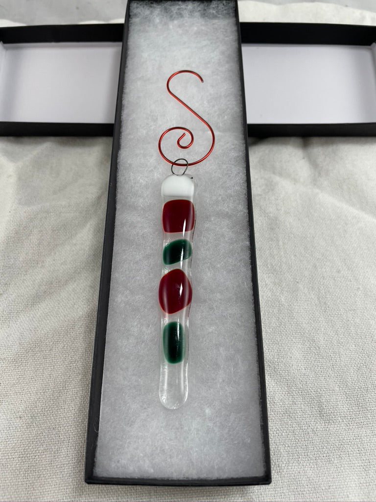 Festive Fused Glass Icicle Christmas Ornaments