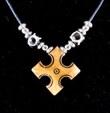 Carved Bone Tribal Cross Pendant Necklace
