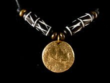 Paw Print Bronze Disc Pendant Necklace