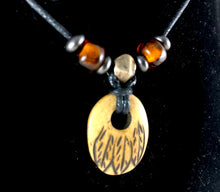 Carved Bone Tribal Feather Pendant Necklace