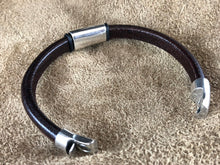 Leather Bracelet with Short Antique Silver Ladder Slider