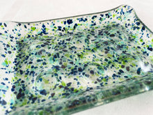 Fused Glass Soap Dish - "Blue/Green Speckles"