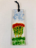 Fused Glass Sun Catcher - "Fire Bush Flowers"