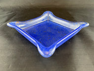 Medium Fused Glass Bowl - "Blue Imprint Circle Grid"