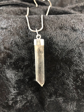 Clear Quartz Crystal Point Sterling Silver Pendant Necklace