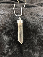 Clear Quartz Crystal Point Sterling Silver Pendant Necklace