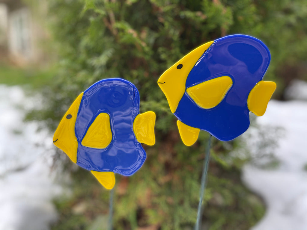 Tropical Fish Plant Stake - Fused Glass Garden Art
