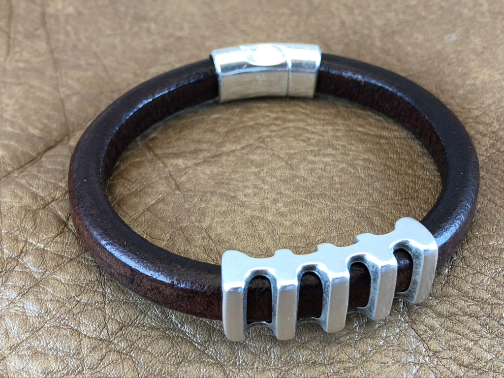 Brown Latitude Bracelet- Steel — Moonshine jewellery