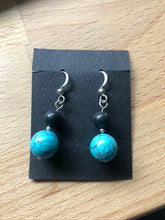 Tursquoise Finished Howlite and Snowflake Obsidian Stone Earrings