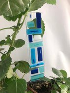Fused Glass Plant Stake Totem - Blue Tones