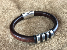 Leather Bracelet with Short Antique Silver Ladder Slider
