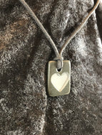 Trapazoid Basalt Carved Heart Focal Bead