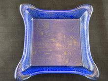Medium Fused Glass Bowl - "Blue Imprint Circle Grid"