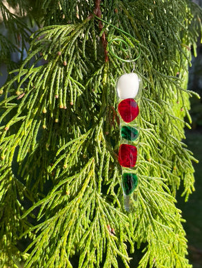Festive Fused Glass Icicle Christmas Ornaments