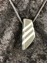 Trapazoid Basalt Carved Striped Focal Bead