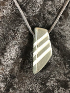 Trapazoid Basalt Carved Striped Focal Bead