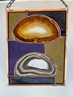 Stained Glass Double Brazilian Agate Sun Catcher - Large
