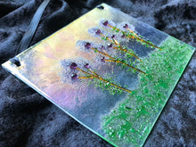 Fused Glass Sun Catcher - "Plumb Colored Bush Flowers"