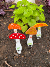 Small Colorful Mushroom Plant Stake Set - 4 Pieces - Fused Glass Garden Art