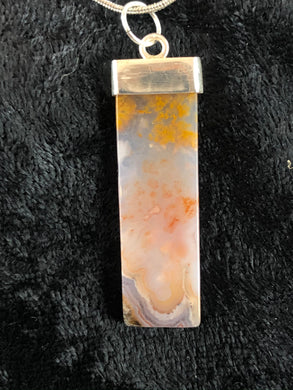 Turkish Agate Stone and Sterling Silver Pendant Necklace