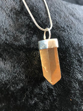 Tangerine Quartz Crystal Point Sterling Silver Pendant Necklace