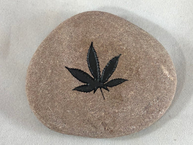 Pot Leaf - Sand Carved Stone