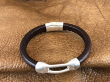 Leather Bracelet with Antique Silver Bridge