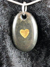 Basalt Sand Carved Golden Heart Focal Bead Necklace