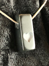Basalt Sand Carved Heart Square Column Focal Bead Necklace