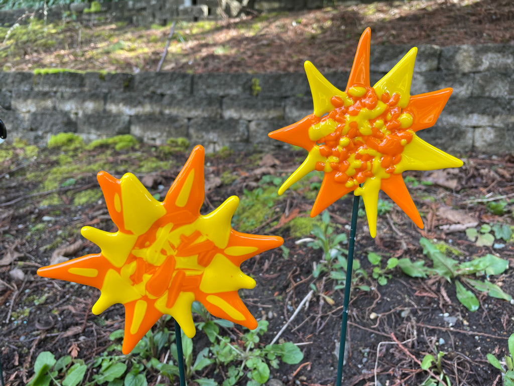 Starburst Sun Plant Stake - Fused Glass Garden Art