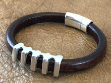 Leather Bracelet with Antique Silver Ladder Slider
