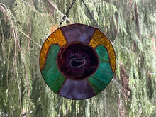 Large Round Stained Glass Brown Agate Sun Catcher