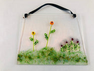 Fused Glass Sun Catcher - "Field of Flowers"