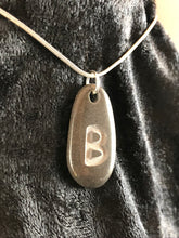 Monogram Initial Sand Carved Focal Bead Sterling Silver Necklace