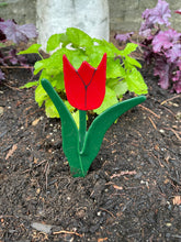Tulip Plant Stakes - Yellow, Red, or Orange - Fused Glass Garden Art