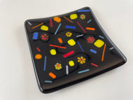 Small Fused Glass Plate/Dish - "Confetti Party"