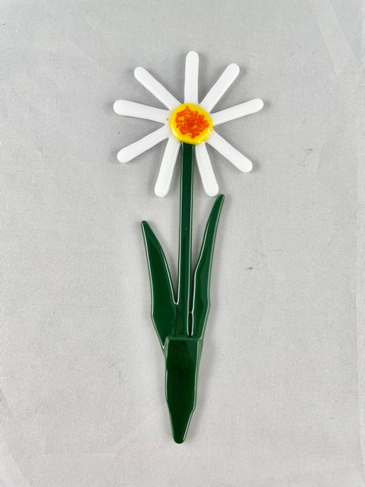 Daisy Plant Stake - Fused Glass Flower Garden Art