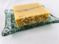 Fused Glass Soap Dish - "Blue/Green Speckles"