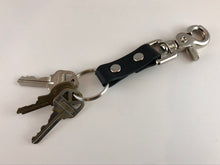 Black Leather Key Ring with Trigger Snap